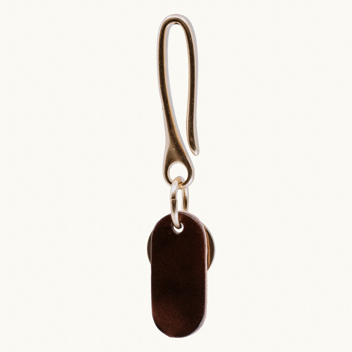 Brass Hook Keychain | Medium Brown